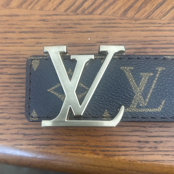 Louis Vuitton Monogram Canvas LV Gold Buckle Leather Belt 50/125 Brown Flower - Picture 1 of 10